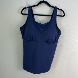 NEW Lands End Womens 18 Navy Adjustable Tankini‎ Top Removable Pads